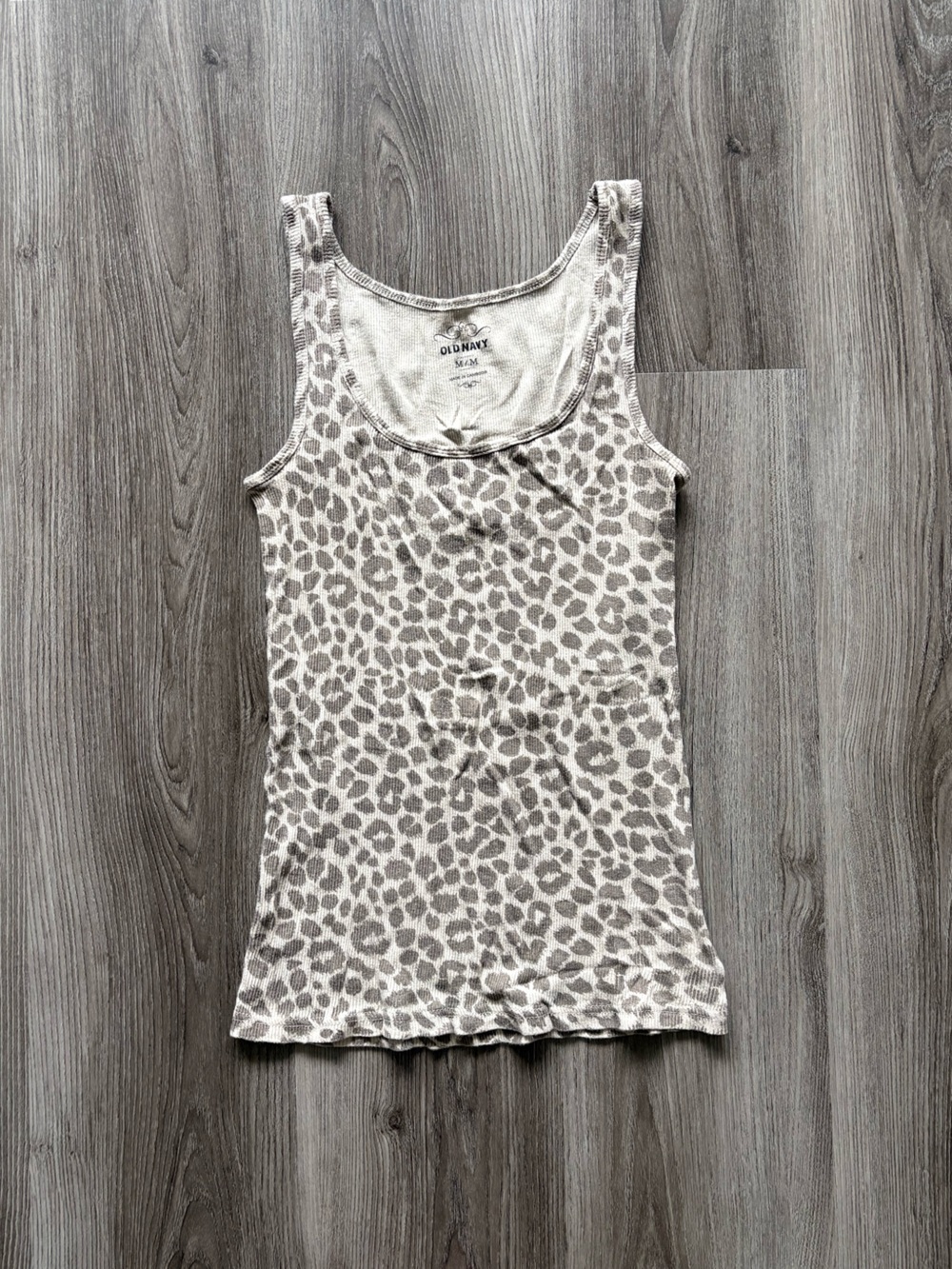 Y2K Old Navy Beige and Taupe Leopard Print Tank Top